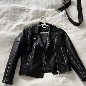 Topshop Black Leather Biker Jacket